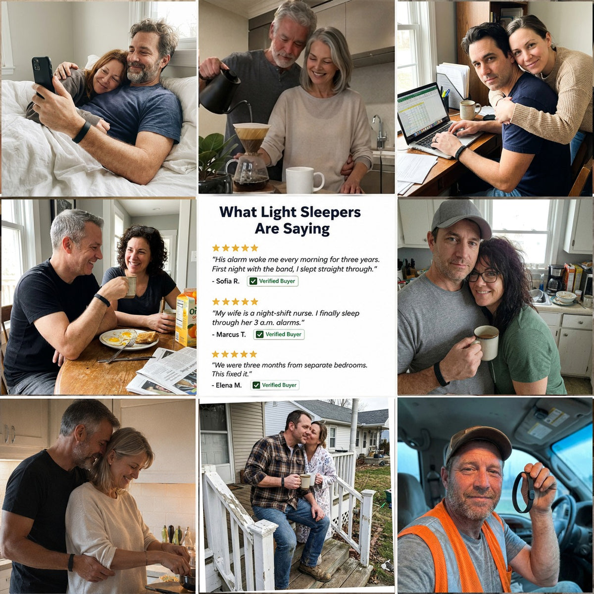 Couples using the Auralis silent vibrating alarm