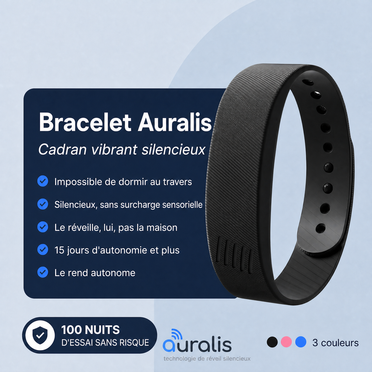 Bracelet Auralis, cadran vibrant silencieux