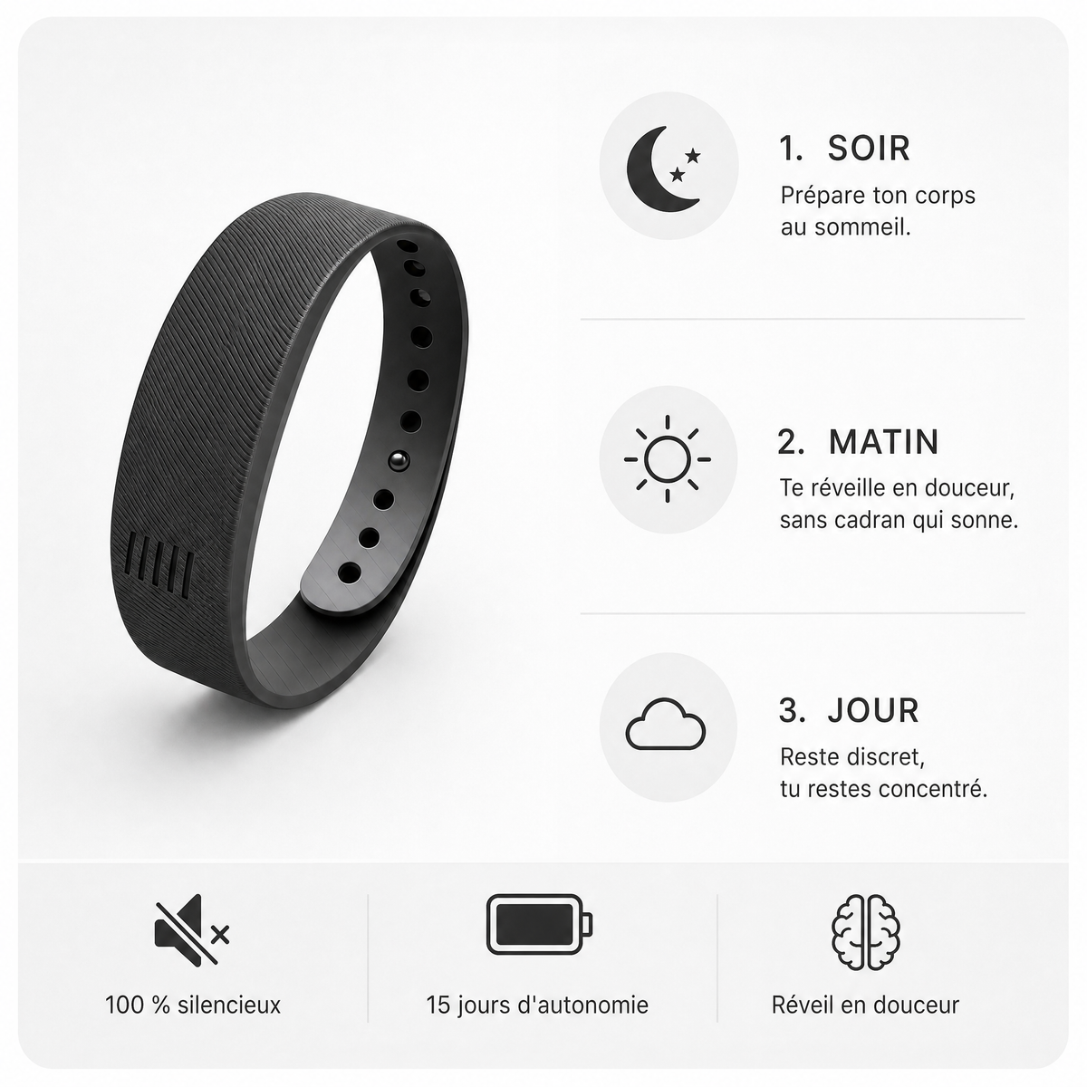 Bracelet Auralis, cadran vibrant silencieux
