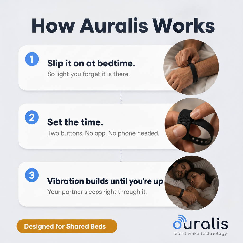 How the Auralis wake band works in three steps