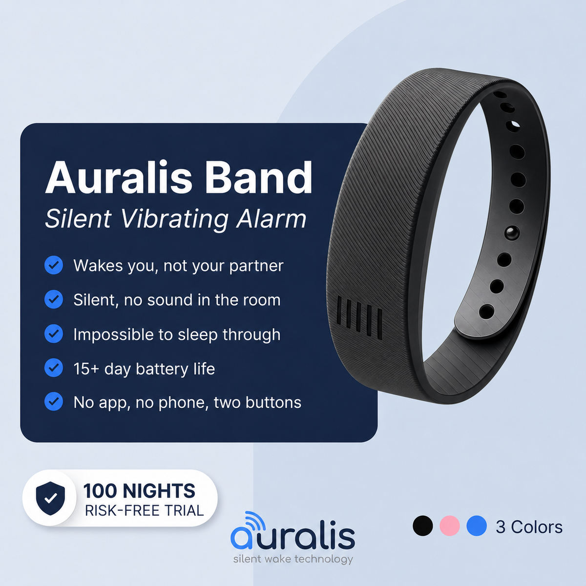 Auralis silent vibrating alarm band specifications